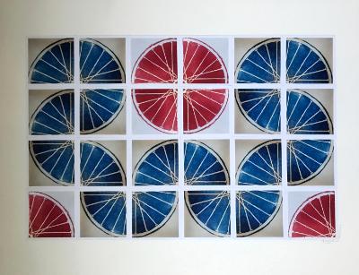 24 Freewheelin' TWENTY FOUR (red/blue 4x6 squares), Benton