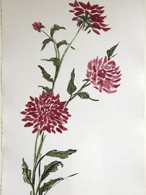 Dahlias (burgundy) 36x24" (available)