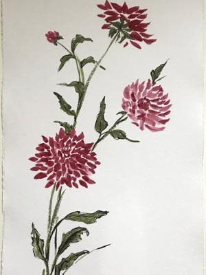 Dahlias (burgundy) 36x24" Dahlias (burgundy) 36x24"