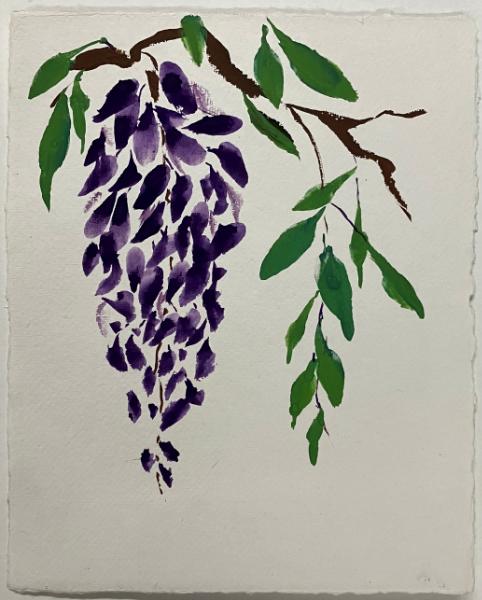 Wisteria and leaves on Nujabi paper