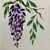 Wisteria and leaves on Nujabi paper