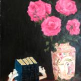 Chinese Vase (with roses and books) 16x12