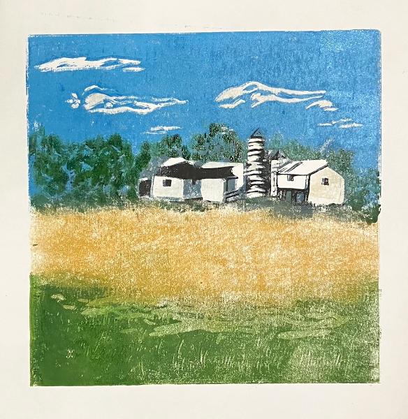 Countryside  Reduction linocut