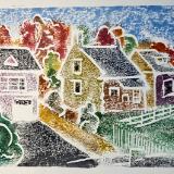 Fences White line woodblock 