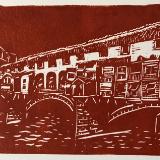 Ponte Vecchio (dark sky) linocut