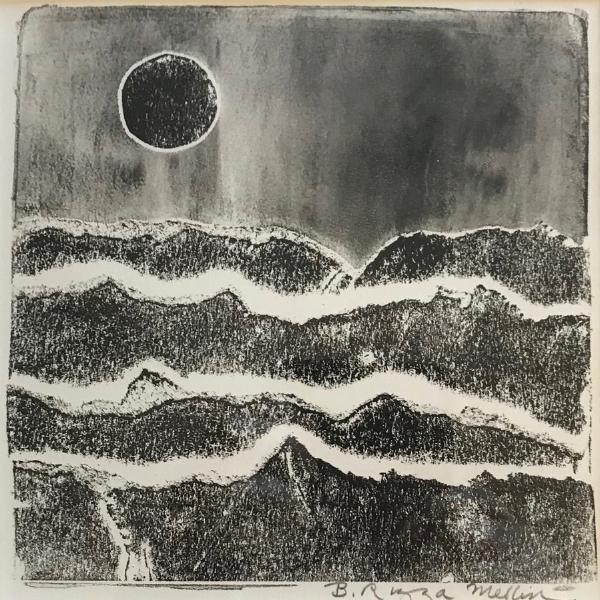 Dark Moon 12x12 monotype (gelatin stencil)