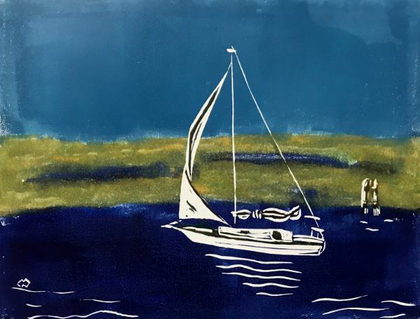 Resting Sail  boat  16x20