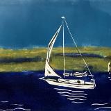 Resting Sail  boat  16x20