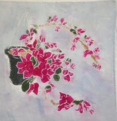 * Bougainvillea/White Line linocut/monotype 20x20