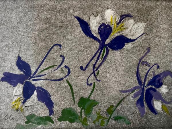 Garden Series: Columbines  drypoint (Sold)