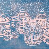 *Blue and White, linocut ((sold)edition still available)