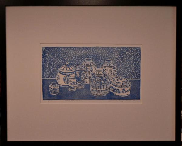 *Blue and White, linocut ((sold)edition still available)