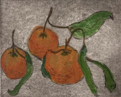 Garden Series: Tori's Oranges  drypoint