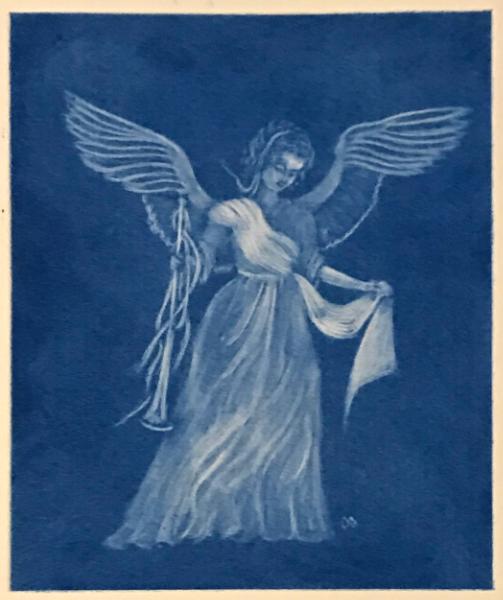 Angel with Horn (blue)