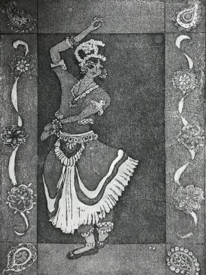 X: Indian Bharatanatyam Dancer with Paisley border