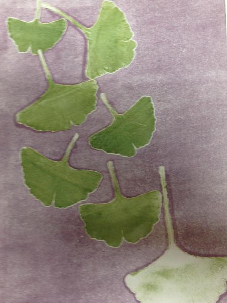 Leaf Series: Natural leader/Gingko monotype collagraph 