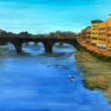 Single Scull on the River Arno (Florence, Italy) 9x12