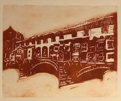 Ponte Vecchio Linocut (sold)