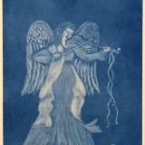 Angel with Violin (blue) pre-rocked plate (Sold) Still available in edition.