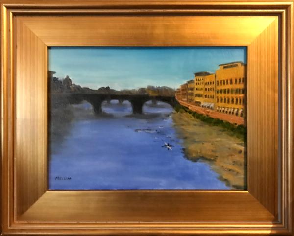 Single Scull on the River Arno (Florence, Italy) 9x12