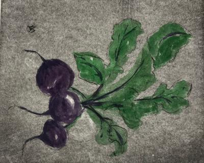 Garden Series: Fresh beets  drypoint