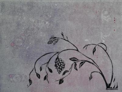 Spring Promise lino cut on monotype (sold)