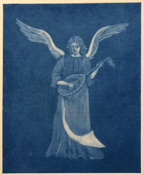 Angel with Lute (blue) pre-rocked plate