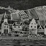 *Along the Rhine linocut 7"x11"(Private collection)