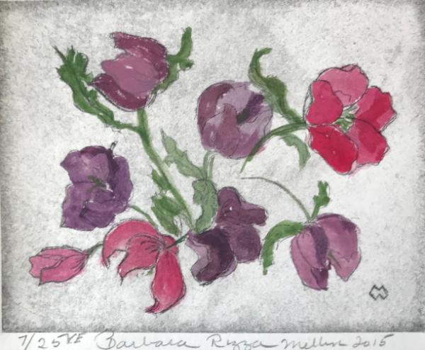 Hellebores-2  drypoint ((sold)edition still available)