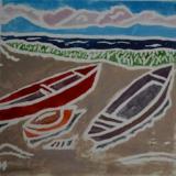 *Two Boats, white-line lino print (sold)