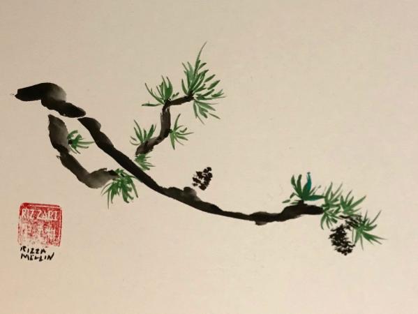 Pine Branch with Cones (available)