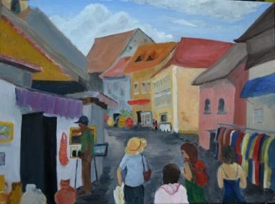 Tourist Street Shopping, 12"X16" (available)