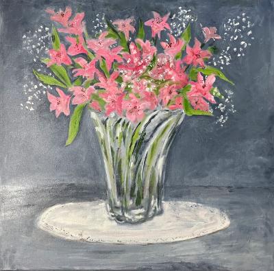Alstroemeria in swirl-glass vase (Lily of the Incas) Alstroemeria in swirl-glass vase (Lily of the Incas)