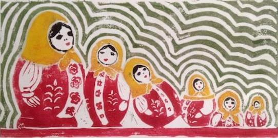 Generations lino-cut (multi-color)  ((sold)edition still available)