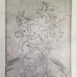 Lily Vase, etching, drypoint