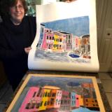 Burano lino print with block