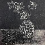 Fuji Mums in Chinese Vase Mezzotint