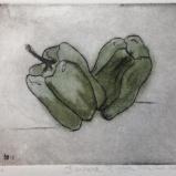 *Garden Series: Peppers (hand-colored drypoint)