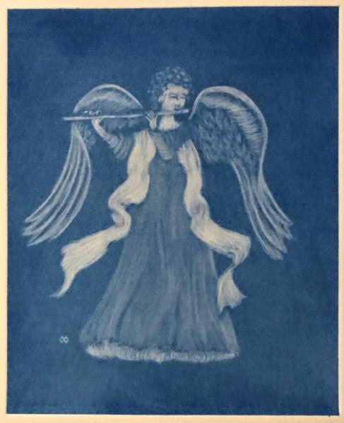 Angel with Flute (blue) pre-rocked plate 