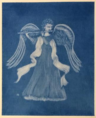 Angel with Flute (blue) pre-rocked plate 