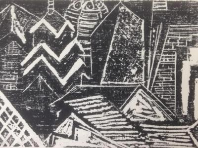 *   City Abstraction: Philadelphia   Woodcut  