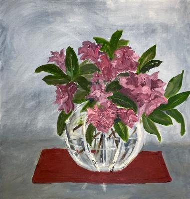 Rhododendron in cut glass vase Rhododendron in cut glass vase