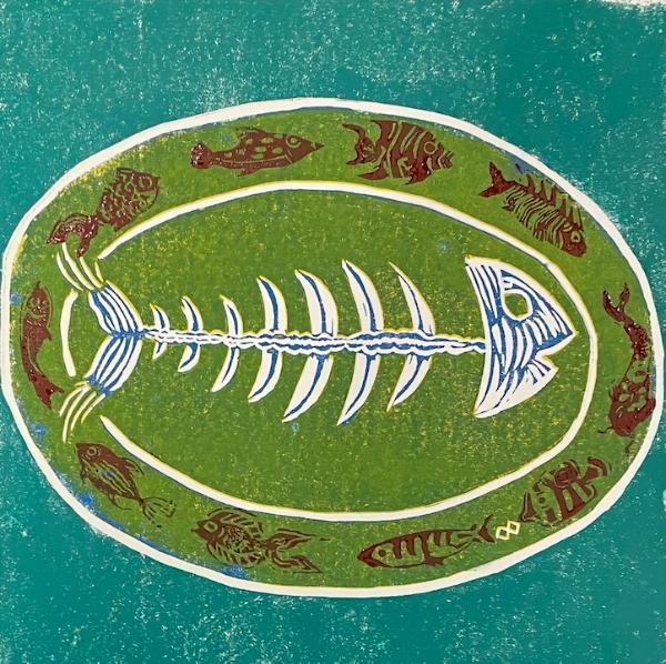 Fish Skeleton on  Plate 